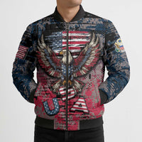 Personalized Patriotic Rebel American Bomber Puffer Jacket Grunge USA Eagle Flag - Wonder Print Shop