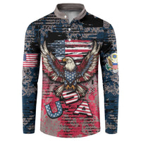 Personalized Patriotic Rebel American Button Sweatshirt Grunge USA Eagle Flag - Wonder Print Shop