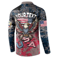 Personalized Patriotic Rebel American Button Sweatshirt Grunge USA Eagle Flag - Wonder Print Shop