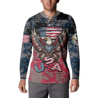 Personalized Patriotic Rebel American Button Sweatshirt Grunge USA Eagle Flag - Wonder Print Shop
