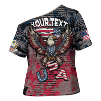 Personalized Patriotic Rebel American Cross Shoulder Shirt Grunge USA Eagle Flag - Wonder Print Shop
