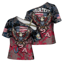 Personalized Patriotic Rebel American Cross Shoulder Shirt Grunge USA Eagle Flag - Wonder Print Shop