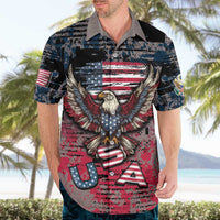 Personalized Patriotic Rebel American Hawaiian Shirt Grunge USA Eagle Flag - Wonder Print Shop