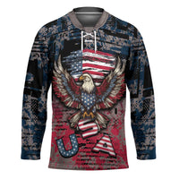 Personalized Patriotic Rebel American Hockey Jersey Grunge USA Eagle Flag - Wonder Print Shop