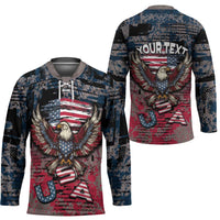 Personalized Patriotic Rebel American Hockey Jersey Grunge USA Eagle Flag - Wonder Print Shop