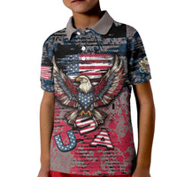 Personalized Patriotic Rebel American Kid Polo Shirt Grunge USA Eagle Flag - Wonder Print Shop