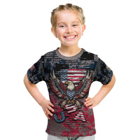 Personalized Patriotic Rebel American Kid T Shirt Grunge USA Eagle Flag - Wonder Print Shop