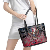 Patriotic Rebel American Leather Tote Bag Grunge USA Eagle Flag - Wonder Print Shop