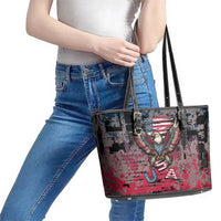 Patriotic Rebel American Leather Tote Bag Grunge USA Eagle Flag - Wonder Print Shop