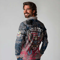 Personalized Patriotic Rebel American Long Sleeve Polo Shirt Grunge USA Eagle Flag - Wonder Print Shop