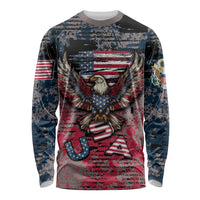 Personalized Patriotic Rebel American Long Sleeve Shirt Grunge USA Eagle Flag - Wonder Print Shop