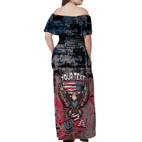 Personalized Patriotic Rebel American Off Shoulder Maxi Dress Grunge USA Eagle Flag - Wonder Print Shop