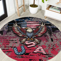 Patriotic Rebel American Round Carpet Grunge USA Eagle Flag - Wonder Print Shop