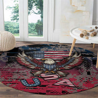 Patriotic Rebel American Round Carpet Grunge USA Eagle Flag - Wonder Print Shop