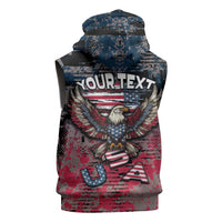 Personalized Patriotic Rebel American Sleeveless Hoodie Grunge USA Eagle Flag - Wonder Print Shop