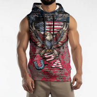 Personalized Patriotic Rebel American Sleeveless Hoodie Grunge USA Eagle Flag - Wonder Print Shop