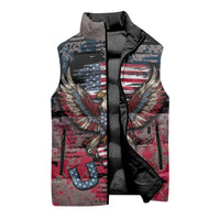 Personalized Patriotic Rebel American Sleeveless Puffer Jacket Grunge USA Eagle Flag - Wonder Print Shop