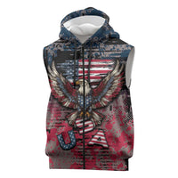 Personalized Patriotic Rebel American Sleeveless Zip Hoodie Grunge USA Eagle Flag - Wonder Print Shop