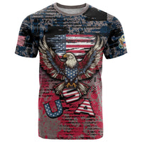 Personalized Patriotic Rebel American T Shirt Grunge USA Eagle Flag - Wonder Print Shop