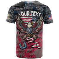 Personalized Patriotic Rebel American T Shirt Grunge USA Eagle Flag - Wonder Print Shop
