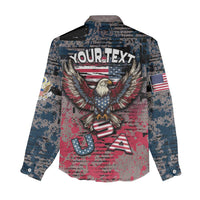 Personalized Patriotic Rebel American Women Casual Shirt Grunge USA Eagle Flag - Wonder Print Shop