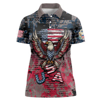 Personalized Patriotic Rebel American Women Polo Shirt Grunge USA Eagle Flag - Wonder Print Shop