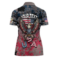 Personalized Patriotic Rebel American Women Polo Shirt Grunge USA Eagle Flag - Wonder Print Shop