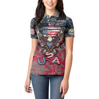 Personalized Patriotic Rebel American Women Polo Shirt Grunge USA Eagle Flag - Wonder Print Shop