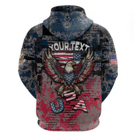 Personalized Patriotic Rebel American Zip Hoodie Grunge USA Eagle Flag - Wonder Print Shop