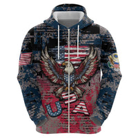 Personalized Patriotic Rebel American Zip Hoodie Grunge USA Eagle Flag - Wonder Print Shop