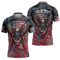 Personalized Patriotic Rebel American Zipper Polo Shirt Grunge USA Eagle Flag - Wonder Print Shop