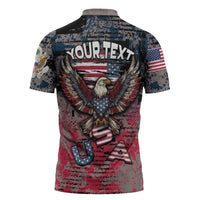 Personalized Patriotic Rebel American Zipper Polo Shirt Grunge USA Eagle Flag - Wonder Print Shop