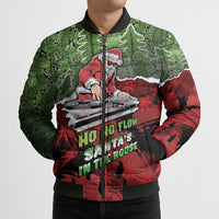 Hip Hop Christmas Bomber Puffer Jacket DJ Santa Ho Ho Flow - Wonder Print Shop