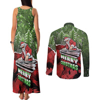 Hip Hop Christmas Couples Matching Tank Maxi Dress and Long Sleeve Button Shirt DJ Santa Ho Ho Flow - Wonder Print Shop