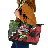 Hip Hop Christmas Leather Tote Bag DJ Santa Ho Ho Flow - Wonder Print Shop