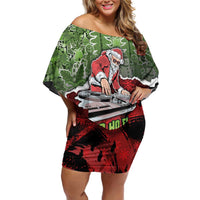 Hip Hop Christmas Off Shoulder Short Dress DJ Santa Ho Ho Flow - Wonder Print Shop