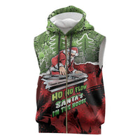 Hip Hop Christmas Sleeveless Zip Hoodie DJ Santa Ho Ho Flow - Wonder Print Shop