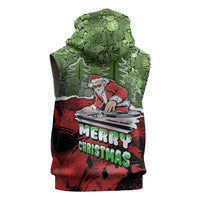 Hip Hop Christmas Sleeveless Zip Hoodie DJ Santa Ho Ho Flow - Wonder Print Shop