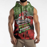 Hip Hop Christmas Sleeveless Zip Hoodie DJ Santa Ho Ho Flow - Wonder Print Shop
