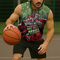 Hip Hop Christmas Sleeveless Zip Hoodie DJ Santa Ho Ho Flow - Wonder Print Shop