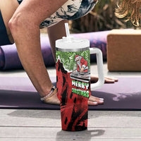 Hip Hop Christmas Tumbler With Handle DJ Santa Ho Ho Flow - Wonder Print Shop