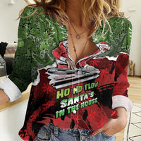 Hip Hop Christmas Women Casual Shirt DJ Santa Ho Ho Flow - Wonder Print Shop