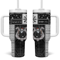 Vikings Christmas Tumbler With Handle Fa La La La Valhalla La - Wonder Print Shop