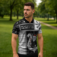 Vikings Christmas Zipper Polo Shirt Fa La La La Valhalla La - Wonder Print Shop