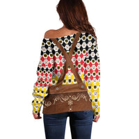 Germany Christmas Off Shoulder Sweater Lederhosen Xmas Style - Wonder Print Shop