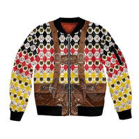 Germany Christmas Sleeve Zip Bomber Jacket Lederhosen Xmas Style - Wonder Print Shop