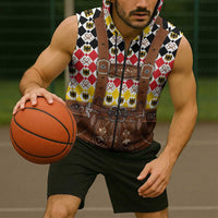 Germany Christmas Sleeveless Zip Hoodie Lederhosen Xmas Style - Wonder Print Shop