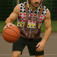 Germany Christmas Sleeveless Zip Hoodie Lederhosen Xmas Style - Wonder Print Shop