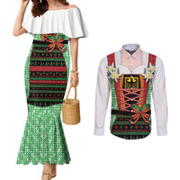 Germany Christmas Couples Matching Mermaid Dress and Long Sleeve Button Shirt Dirndl Xmas Style - Wonder Print Shop