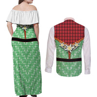 Germany Christmas Couples Matching Off Shoulder Maxi Dress and Long Sleeve Button Shirt Dirndl Xmas Style - Wonder Print Shop